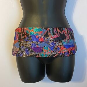 Mel Howard Vintage Colorful Jacquard Floral Pleated Cummerbund OS